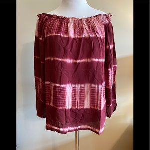 Love Stitch off the shoulder tie dye top